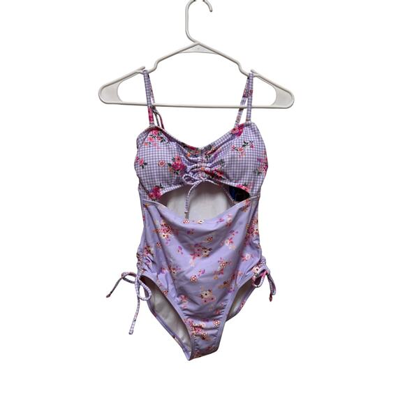 Decree Other - NWT Lavender w/ flowers swimsuit center cut out and optional straps Size xsmall